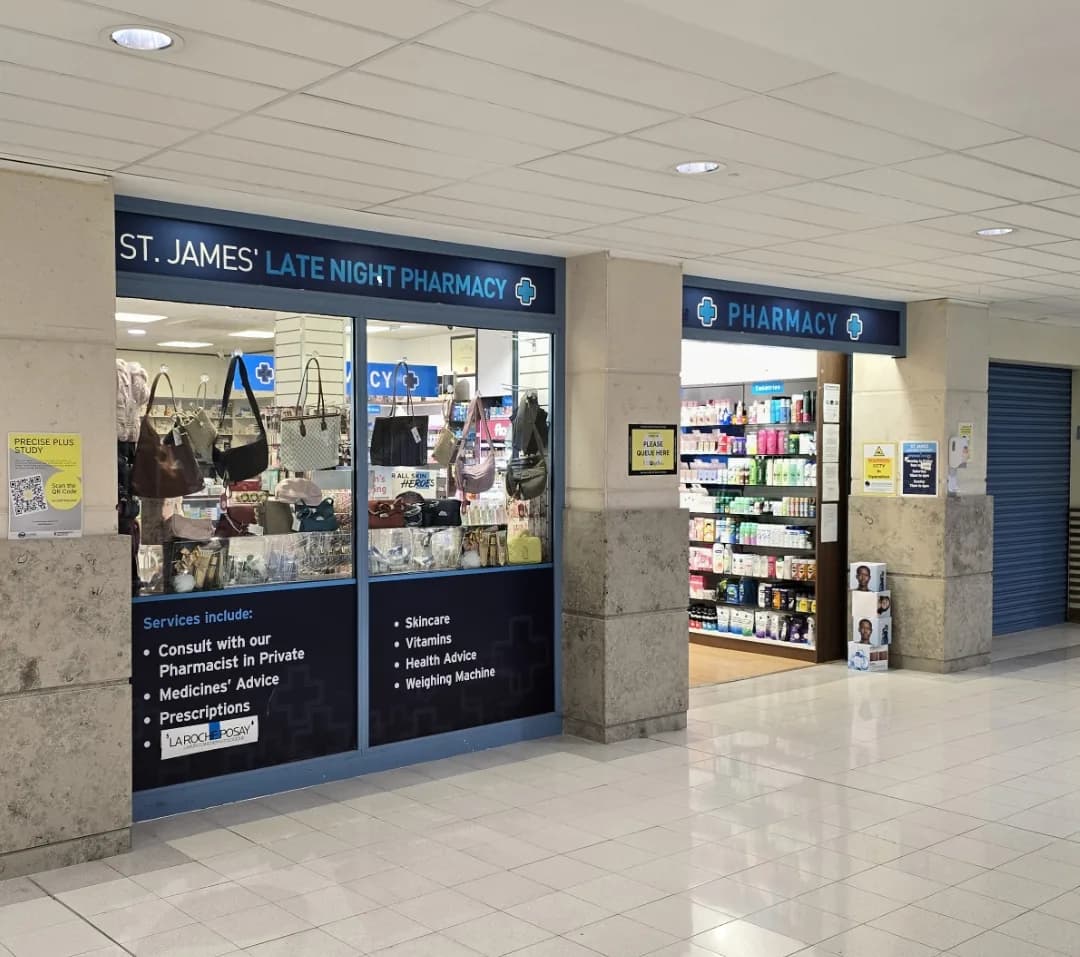 St James's Late Night Pharmacy storefront